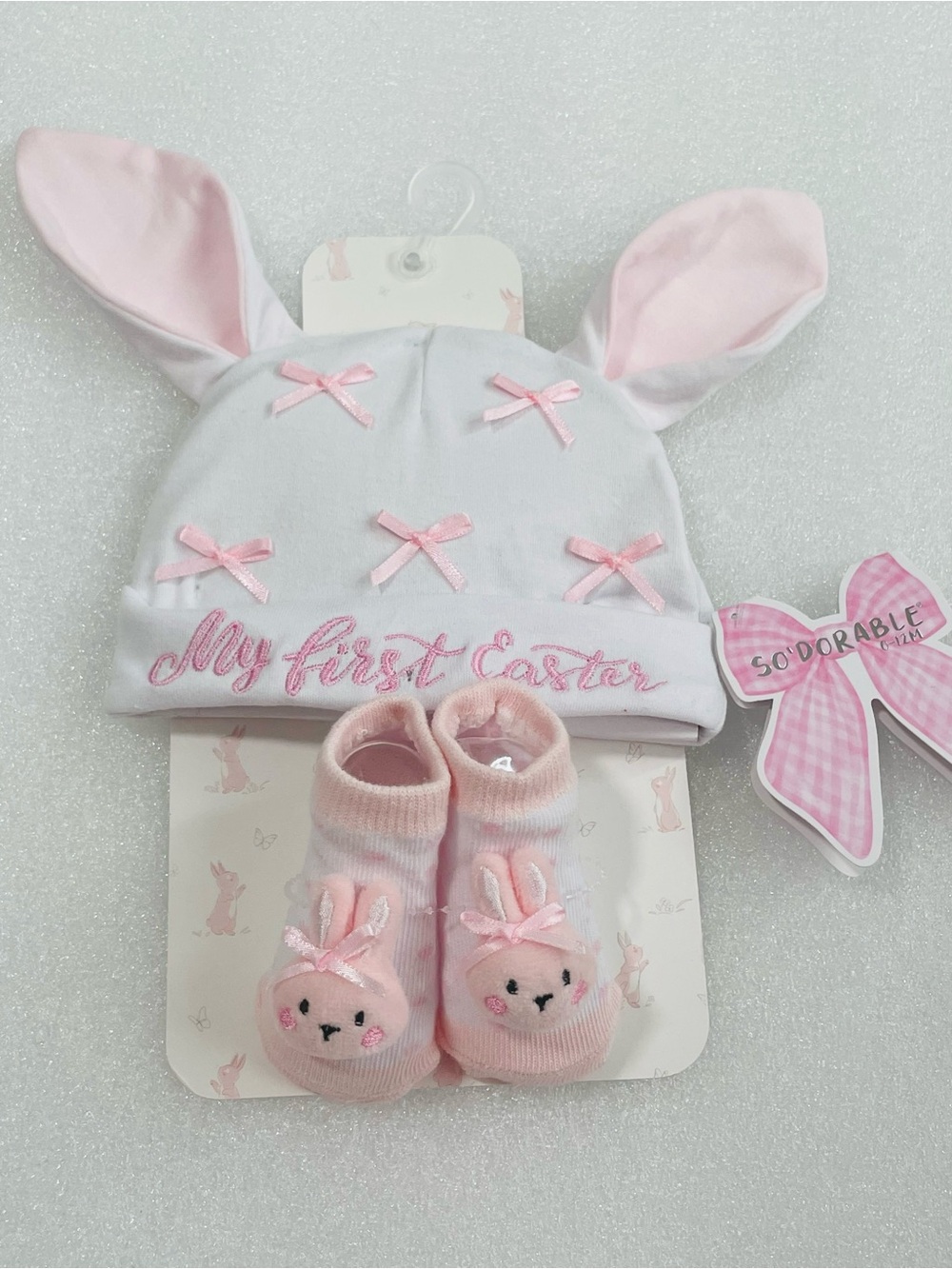 My First Easter Baby Hat & Booties Set - Pink